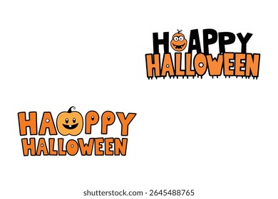 Vetor de texto "Feliz Halloween" ousado e assustador perfeito para o design de camiseta. Ideal para vestuário com tema de Halloween, impressão sob demanda e mercadoria festiva. Gráfico escalável de alta qualidade.