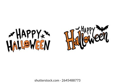 Vetor de texto "Feliz Halloween" ousado e assustador perfeito para o design de camiseta. Ideal para vestuário com tema de Halloween, impressão sob demanda e mercadoria festiva. Gráfico escalável de alta qualidade.