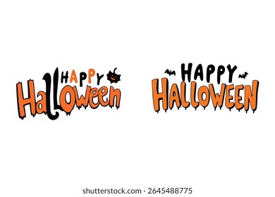 Vetor de texto "Feliz Halloween" ousado e assustador perfeito para o design de camiseta. Ideal para vestuário com tema de Halloween, impressão sob demanda e mercadoria festiva. Gráfico escalável de alta qualidade.