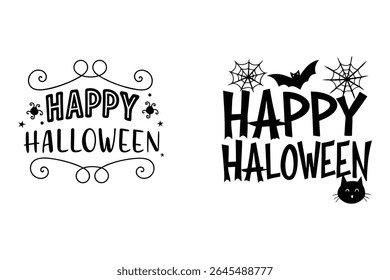 Vetor de texto "Feliz Halloween" ousado e assustador perfeito para o design de camiseta. Ideal para vestuário com tema de Halloween, impressão sob demanda e mercadoria festiva. Gráfico escalável de alta qualidade.