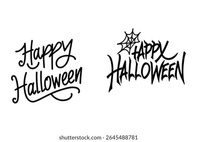 Vetor de texto "Feliz Halloween" ousado e assustador perfeito para o design de camiseta. Ideal para vestuário com tema de Halloween, impressão sob demanda e mercadoria festiva. Gráfico escalável de alta qualidade.