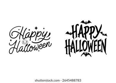 Vetor de texto "Feliz Halloween" ousado e assustador perfeito para o design de camiseta. Ideal para vestuário com tema de Halloween, impressão sob demanda e mercadoria festiva. Gráfico escalável de alta qualidade.