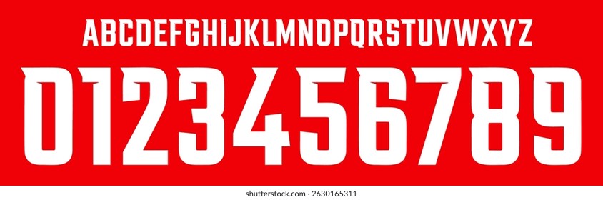Bold Sport Alphabet Font With Sharp Corners And Strong Geometric Style, Perfect For Jerseys, Posters, And Headlines. All Caps Letters And Numbers. Vector Illustration. 
