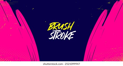 Bold Sport Background with Neon Pink Colors Brush Strokes in a Graffiti Style. Vibrant Sporty Abstract Background with Grunge Texture Design Elements