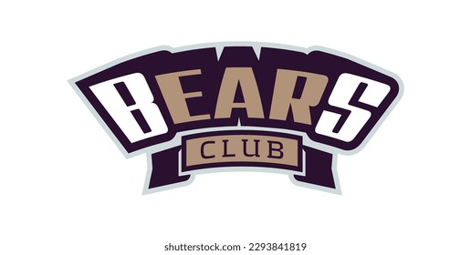 Bold sports font for bear mascot logo. Text style lettering for esport, bear mascot logo, sport team, college club. Font on ribbon. Vector illustration isolated on background