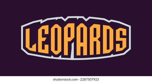 Bold sports font for leopard logo. Text style lettering for esport, leopard mascot logo, sport team, college club. Vector illustration isolated on background