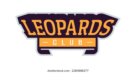 Bold sports font for leopard mascot logo. Text style lettering for esport, leopard mascot logo, sport team, college club. Font on ribbon. Vector illustration isolated on background
