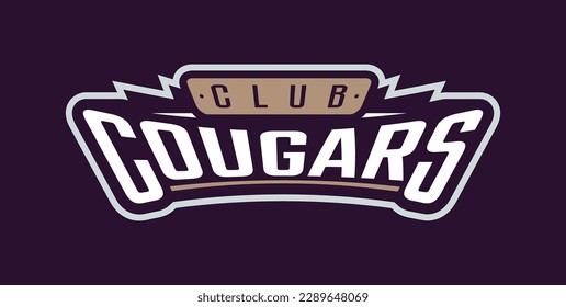 Bold sports font for panther cougar logo. Text style lettering for esport, cougar mascot logo, sport team, college club. Vector illustration isolated on background