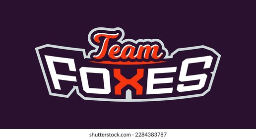 Bold sports font for panther fox logo. Text style lettering for esport, fox mascot logo, sport team, college club. Vector illustration isolated on background