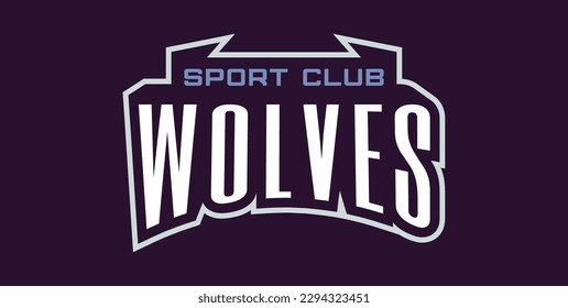 Bold sports font for wolf mascot logo. Text style lettering for esport, wolf mascot logo, sport team, college club. Font on ribbon. Vector illustration isolated on background