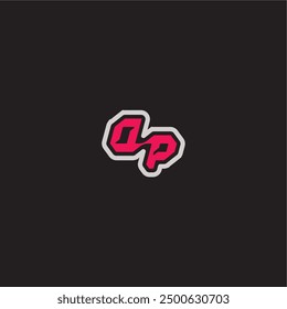bold sporty gaming style DP cool esport concept dynamic line monogram logo letter