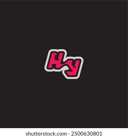 bold sporty gaming style dynamic line monogram logo letter cool esport concept HY