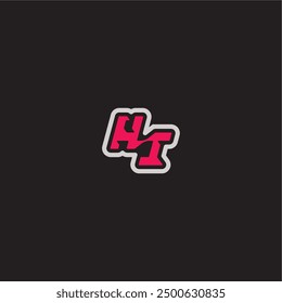 bold sporty gaming style dynamic line monogram logo letter cool esport concept HI