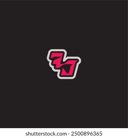 bold sporty gaming style FJ cool esport concept dynamic line monogram logo letter