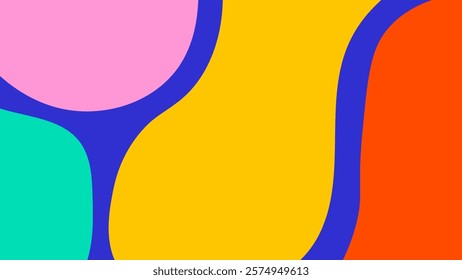 Bold Spotted Abstract Background. Vibrant Geometric Pattern with Liquid Flowing Shapes. 1920x1080 ratio minimalist social media template