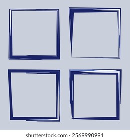 Bold square frames with a hand-drawn thick, expressive brushstroke style. Can be incorporated into web design for headers or dividers to enhance visual interest, for digital art compositions.