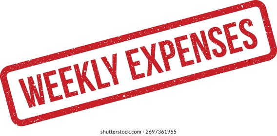 Um carimbo em negrito exibindo 'Despesas semanais', perfeito para controle financeiro, relatórios de orçamento ou registros de contabilidade pessoais e comerciais.