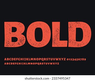 Bold stamping texture font set design