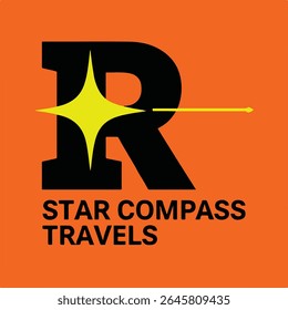 Bold Star Compass Travels Logo with Geometric Elements