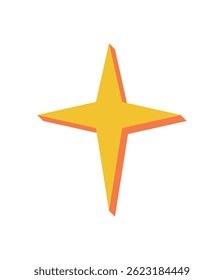 Bold star icon in flat style. Abstract geometric shape with fun elements and modern design. The brutalist figure casts a shadow, showcasing a unique aesthetic, ideal for contemporary projects.