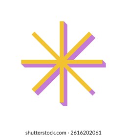 Bold star icon in modern style. Abstract shape element with a flat design. This star figure features y2k aesthetics, brutalism, and a unique shadow. Ideal for contemporary projects, graphic designs,
