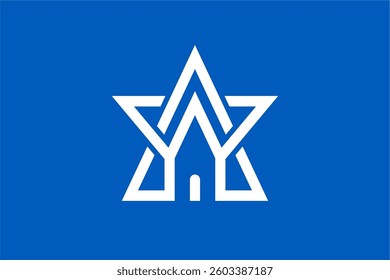 A bold star integrated with a house, symbolizing excellence, trust, and success. Ideal for real estate, construction, property investment, and home services brands.