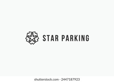 Bold Star Parking Icon Logo Vektorgrafik Design Vorlage. Moderne Star Parkplatz Logo Design Vektorillustration für Unternehmen und Unternehmen. 