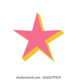 Bold star shape icon. Modern symbol and element with flat style. Abstract shape with shadow, graphic representation of y2k brutalism. Perfect for decoration and contemporary designs.