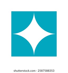 Bold star symbol, modern shape, and abstract element. Geometric icon with flat design. Perfect for creative projects, trendy themes, and contemporary graphics.