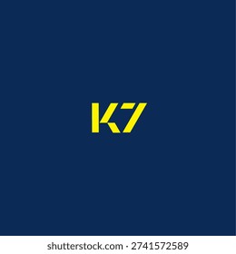 Bold stencil geometric K7 monogram lettermark logo, flat vector style with sharp angular cut, ideal for tech sports, startup, fintech, gaming, and industrial brand identity design