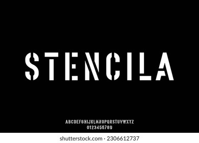 Bold stencil type display font vector illustration