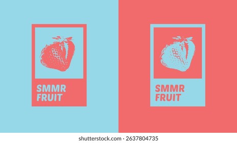 Bold strawberry illustration with “SMMR FRUIT” text in retro style. Vibrant, minimalist design perfect for summer posters, apparel, packaging, and branding. EPS vector file included.