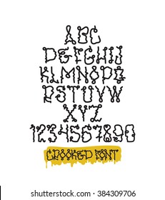 Bold street handwritten graffiti squeezer splash alphabet, font vector image