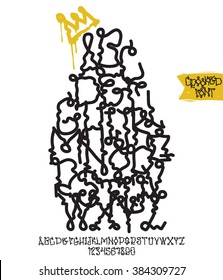 Bold street handwritten graffiti squeezer splash alphabet, font vector image