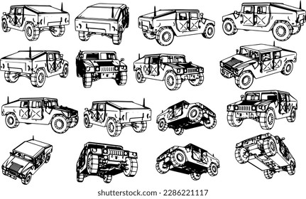 Negrita y sorprendente: Juego de siluetas 3D de vistas de jeep
La referencia visual perfecta: Conjunto de siluetas 3D de los lados de jeep
Ver la imagen completa: Silhouettes 3D de jeeps de diferentes ángulos
