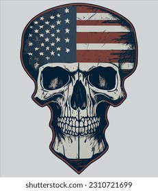 Bold and Striking: American Flag Skull Vector Illustration 