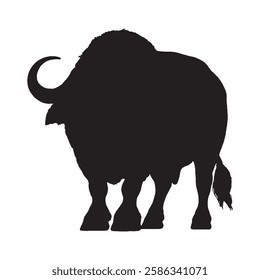 Bold and Striking Buffalo Silhouette for Eye-Catching Graphics - Buffalo Vector - Buffalo Illustration
