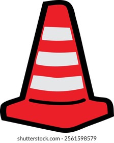 Bold and striking illustration of a red traffic cone, representing vigilance and safety measures in construction and road management