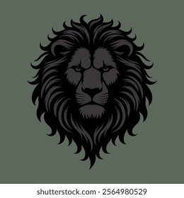 A bold and striking a lion's head in a symmetrical, front-facing view