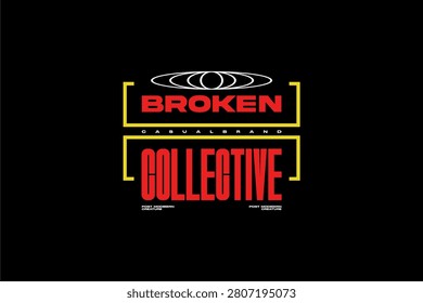 A bold and striking logo for Broken Collective featuring stylized text and graphic elements.