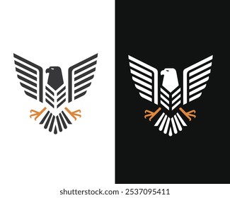 Bold and striking vector illustration of a powerful eagle, capturing its detailed wings, fierce gaze, and strong beak. Ideal for branding, educational resources, and patriotic designs