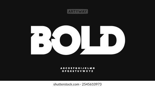 Bold strong alphabet, letters with cutouts, thick font for maximalist emphasis headline, striking modern logo, powerful branding. Vector typeset.