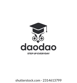 Diseño audaz y fuerte del logotipo de búho blanco y negro aislado para la educación, la enseñanza, la escuela y otras industrias del aprendizaje. 