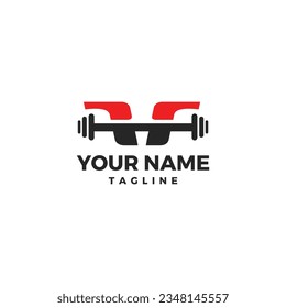 Bold and strong FF letter mark logo with dumbbells for body fitness, gym, sports, and workout 