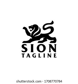 A bold and strong lion logo with a tail forming the letter S.