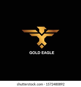 Bold and strong logo design of eagle with gold and black background colours - EPS10 - Vector.