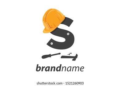 Bold and Strong logo design Initial S for industry related construction.