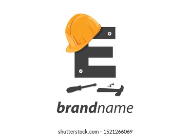 Bold And Strong Logo Design Initial E For Industry Related Construction.