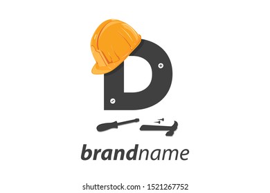 Bold and Strong logo design Initial D for industry related construction.