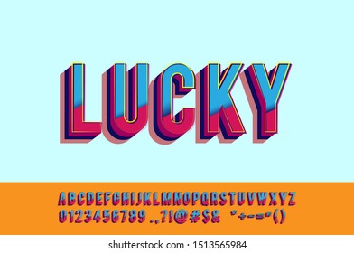 Bold and strong modern typeface, strong bold 3D font effect, vibrant cool style effect, numbers and symbols